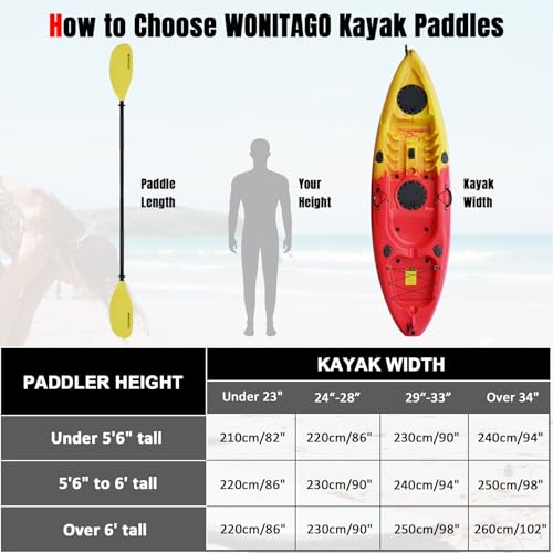 Kayak Paddles with Alloy Shaft and PP Blade, Adjustable 230-250 cm E1062