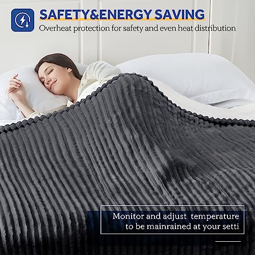 SEALY Electric Blanket Full Size, Reversible Heated Blanket, 10 Heat Settings, Machine Washable P79608