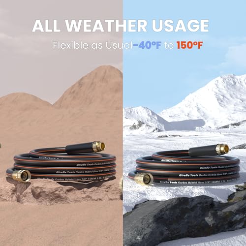 Giraffe Tools Garden Hose 100ft x 5/8", Heavy Duty Flexible Hybrid Hose Q38065
