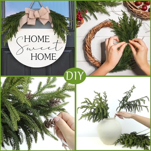 Artgar 12 Pcs Artificial Green Pine Branches 18 Inch Christmas Greenery V150008
