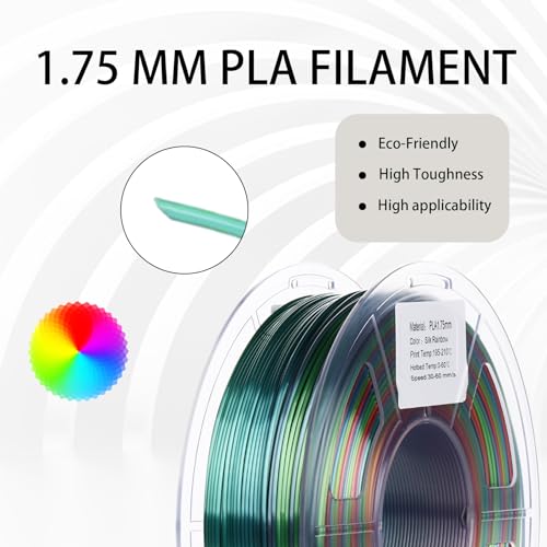 Rainbow 3D PLA Printer Filament 1.75mm Matte, 1kg P386477