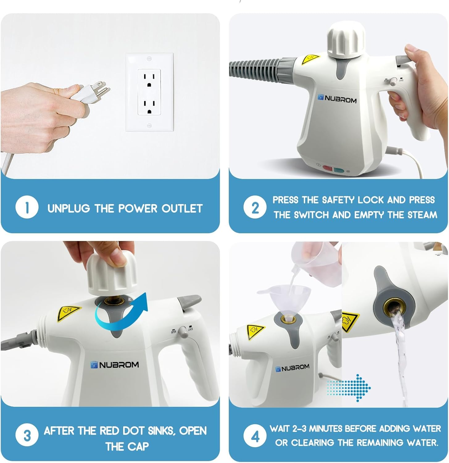 Pressurized Handheld Steam Cleaner with 10 Accessories for Home Use E220453
