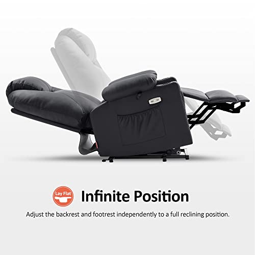 MCombo Dual Motor Power Lift Recliner Chair for Elderly with Heat and Massage, Faux Leather, Black R7957