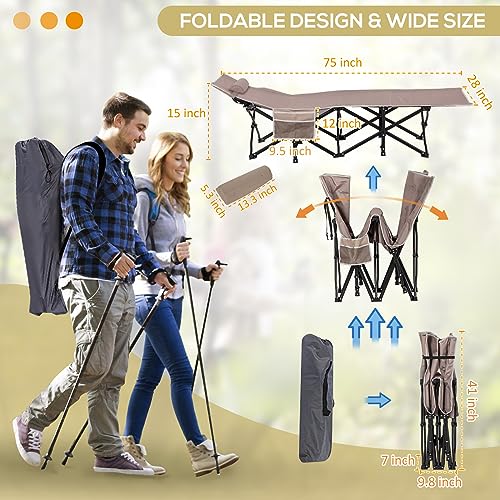 Folding Camping Cot with Pillow and Mattress for Adults, Grey B84755