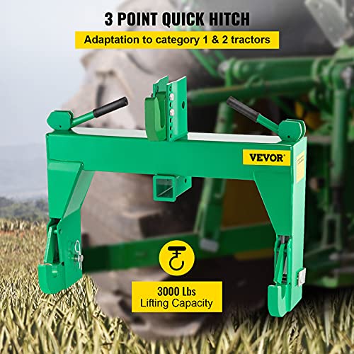 VEVOR 3-Point Quick Hitch, 3000 LBS Lifting Capacity, Category 1 & 2 Tractor X69507