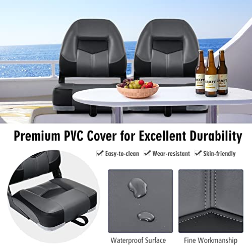GYMAX Folding High Back Boat Seats with Stainless Steel Screws L976827