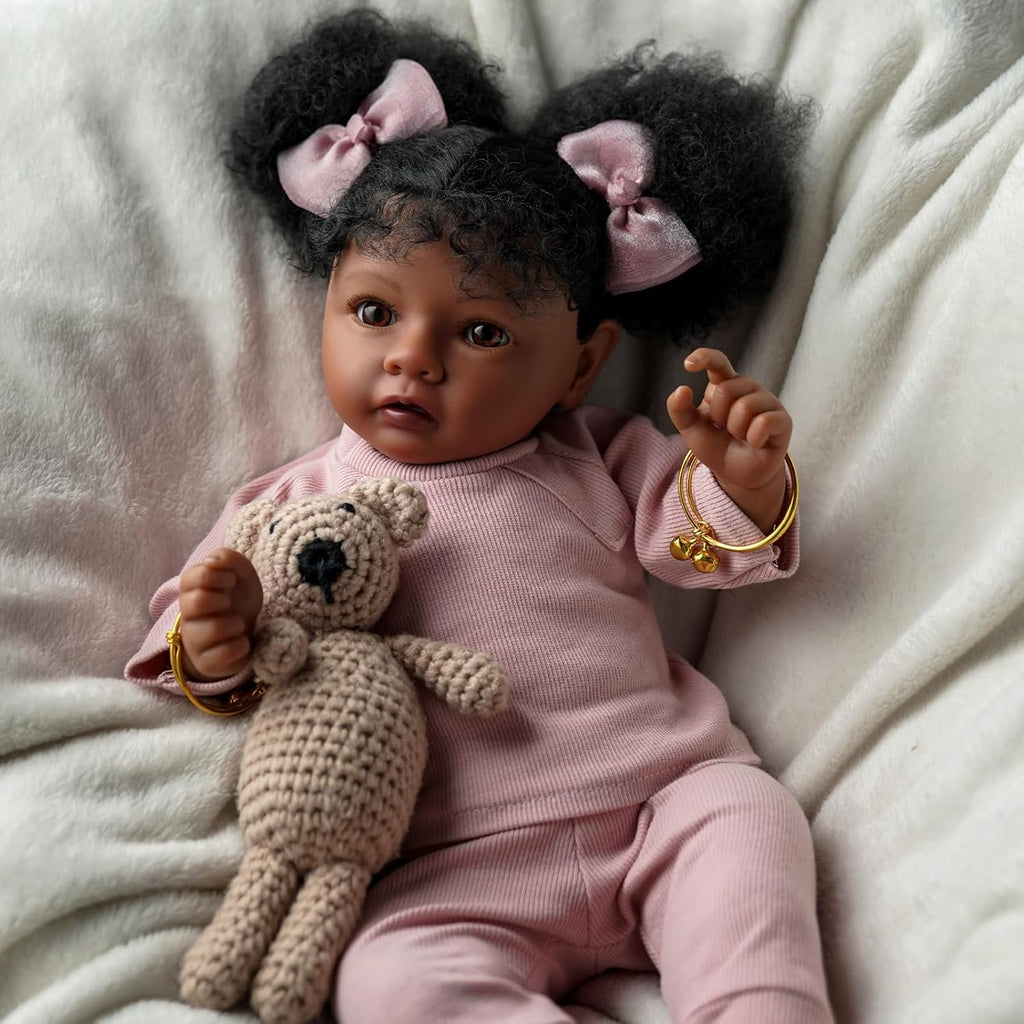 BABESIDE Lifelike Reborn Baby Doll Daisy Black Girl 20 Inch Soft Body with Clothes W621