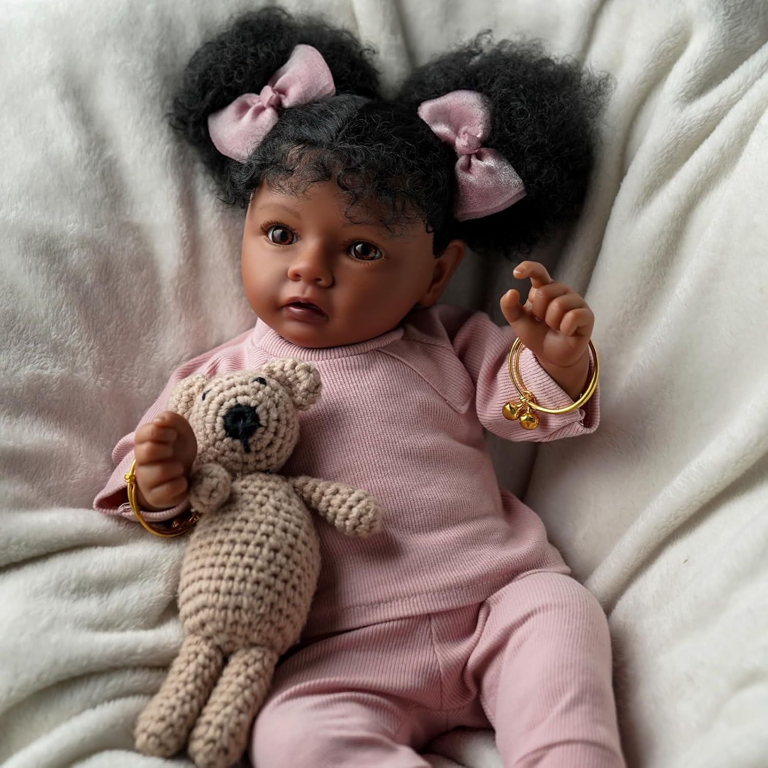 BABESIDE Lifelike Reborn Baby Doll Daisy Black Girl 20 Inch Soft Body with Clothes W621