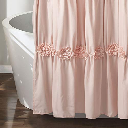 Lush Decor Darla Ruched Floral Shower Curtain, 72" x 72", Light Gray A3697