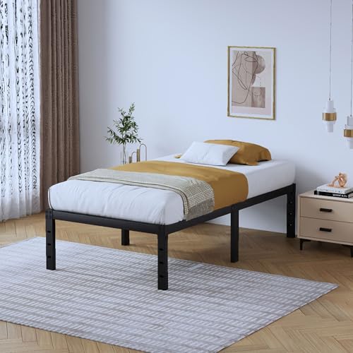 Full Metal Bed Frame 14 Inch Tall Heavy Duty Black Steel Slats Platform J736200