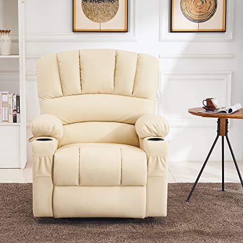MCombo Oversized Power Lift Recliner Chair for Elderly with Heat and Massage, Faux Leather, Dark Brown N537