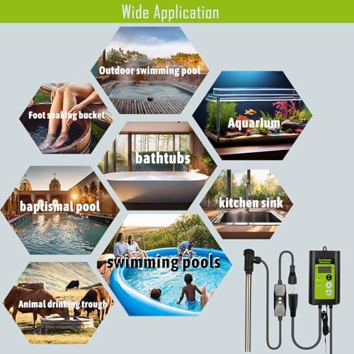 240V 3000W Submersible Water Heater with Thermostat and GFCI for Pools G40056