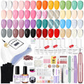 Saviland Gel Nail Polish Kit with U V Light: 27+3 Colors Nail Gel Polish Soak-Off U V Gel 180W Nail Lamp Base & Top Gel Electric Nail Drill Basic Nail Art Tools Manicure Kit for Nail Salon Home DIY