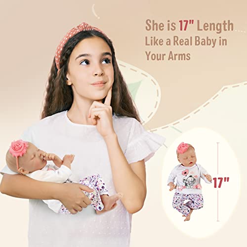 JIZHI Lifelike Reborn Baby Doll 17-Inch Soft Body Realistic Newborn with Feeding Kit Q5629