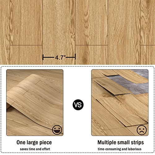 Oxdigi Peel and Stick Vinyl Flooring Roll 23"x393" Waterproof Wood Plank U1250
