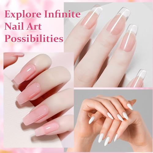 Acrylic Nail Kit with Liquid Monomer, 6 Colors Powder & UV Lamp (Pink) A178217