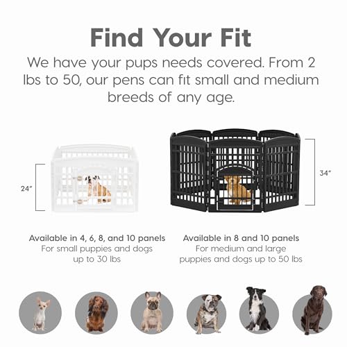 IRIS USA 24" 8-Panel Dog Playpen for Puppies & Small Dogs, White X20638