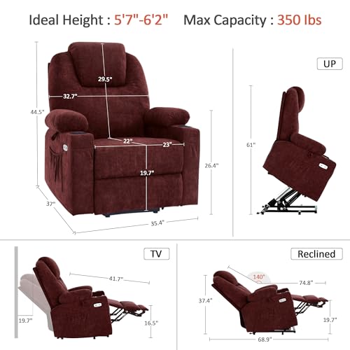 MCombo Small Power Lift Recliner Chair for Elderly with Heat and Massage, USB & Type C Ports J262
