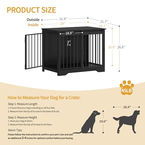 Dog Crate Furniture with Barn Door for Small Medium Dogs, Rustic Brown P911