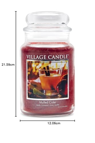 Village Candle Mulled Cider Large Glass Apothecary Jar Scented Candle, 21.25 oz Z411616