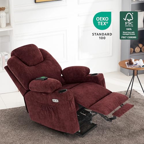 MCombo Small Power Lift Recliner Chair for Elderly with Heat and Massage, USB & Type C Ports J262
