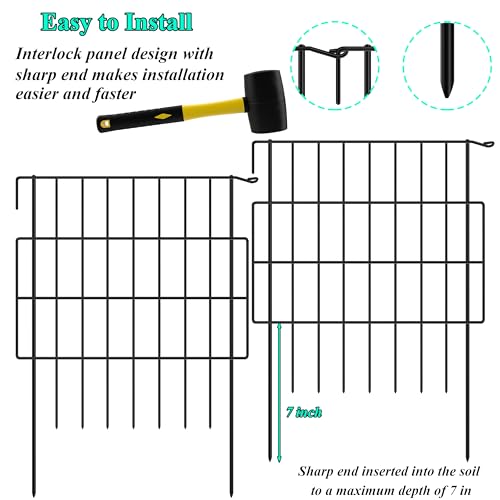 Animal Barrier Fence 17in x 10.6ft, No Dig Rustproof Metal Garden Border, 10 Pack Q1374