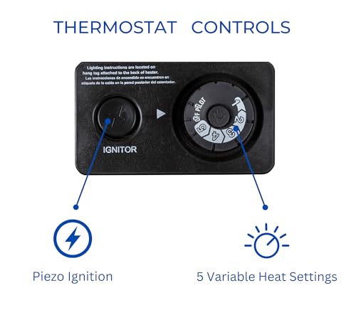 ProCom ML100TBAHR Ventless Propane Gas Blue Flame Space Heater with Thermostat, 10000 BTU, Wall Mount, Black J474983