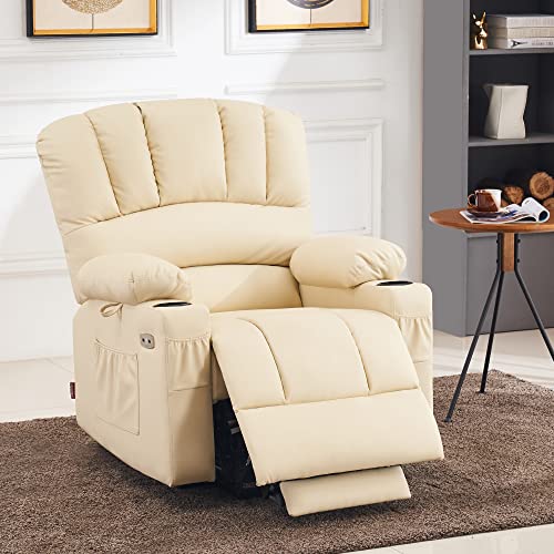 MCombo Oversized Power Lift Recliner Chair for Elderly with Heat and Massage, Faux Leather, Dark Brown N537