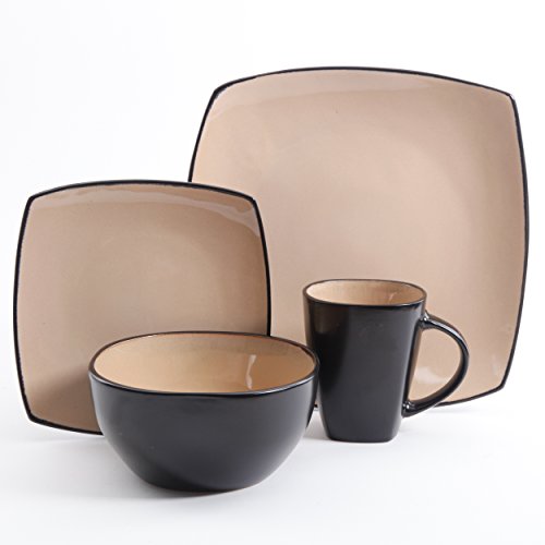 Gibson Elite Soho Lounge Reactive Glaze Stoneware Dinnerware Set, 16pc, Red Z1659