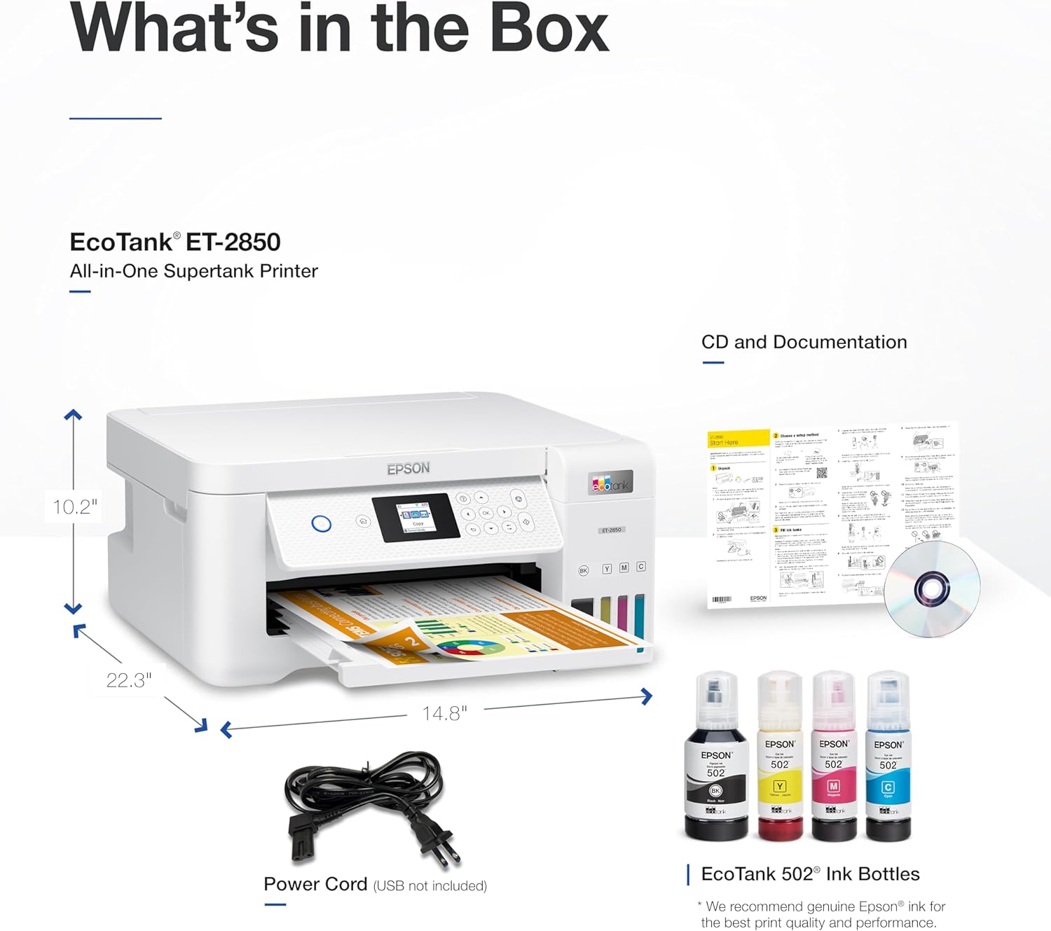 Epson EcoTank ET-2850 Wireless All-in-One Supertank Printer (Renewed) R8385