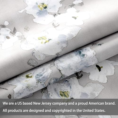 DriftAway Floral Pencil Sketch Blackout Curtains 2 Panels 52x84 Inch Gray White H115