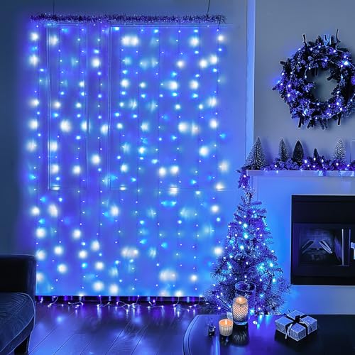 JMEXSUSS 300 LED Remote Control Christmas Curtain Lights, Warm White V64841