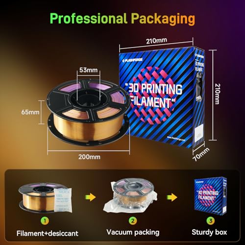 FLASHFORGE Silk PLA 3D Printer Filament 1.75mm 1KG, Multicolored Gradient V83097