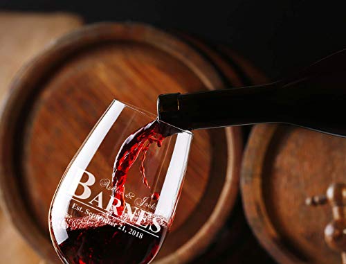 Personalized Stemless Wine Glasses 21oz Laser Engraved Custom Couples Gift X58658
