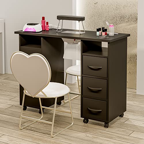 Paddie Manicure Table Nail Desk with Dust Collector, Black X649560