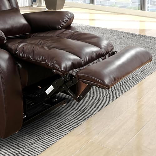 EDILLY Genuine Leather Power Lift Recliner Chair with Massage and Heating, Brown C901