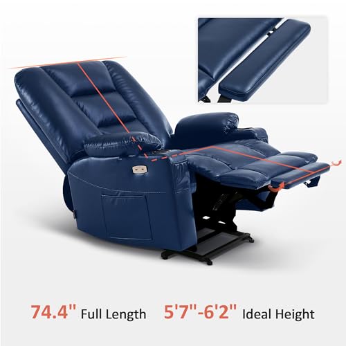 MCombo Small Power Lift Recliner Chair with Massage and Heat, Faux Leather, Dark Brown E441