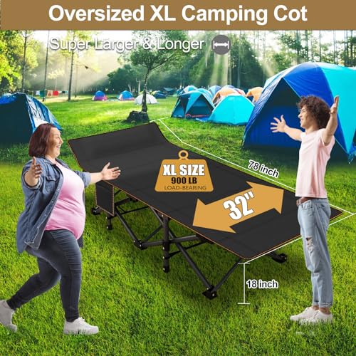 DoCred Folding Camping Cot with Mattress, 2 Pack, Heavy Duty for Adults, Portable with Carry Bag C814529