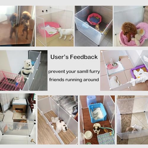 Transparent Dog Playpen with Wall Anchor, 23.6" H, 10 Panels, White N19944