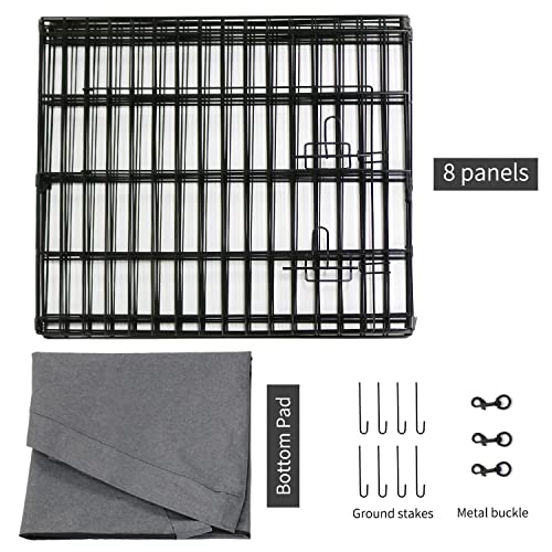 PETIME Foldable Metal Dog Exercise Pen 8 Panel with Bottom Pad C444