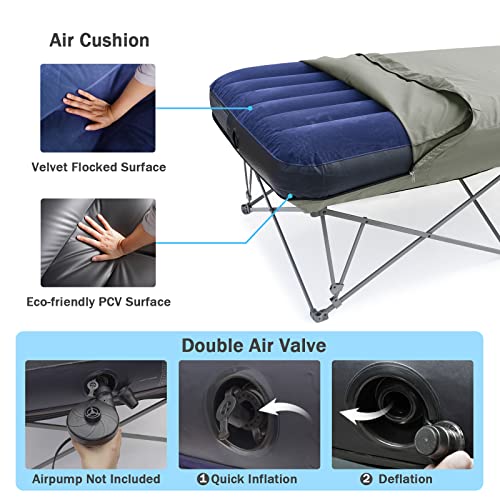 KAMPKEEPER Folding Camping Cot with Inflatable Air Mattress and Carry Bag M949
