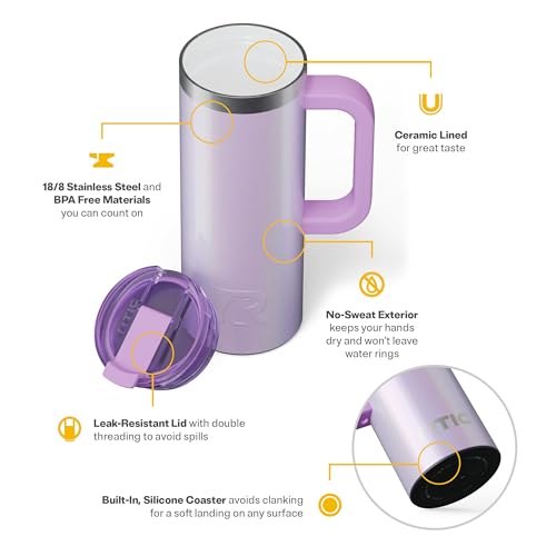 RTIC 20oz Road Trip Travel Mug with Lid and Handle, Insulated Stainless Steel P393441