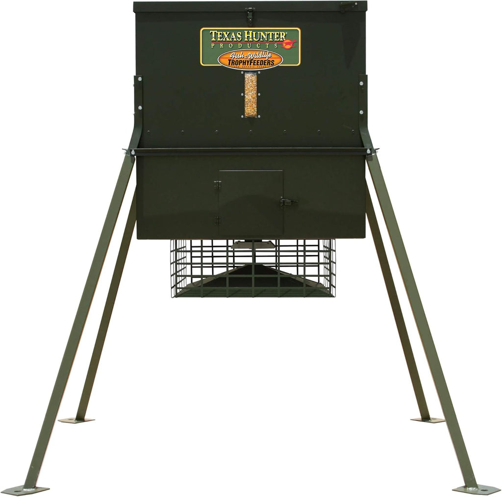 Texas Hunter Stand and Fill Wildlife & Deer Feeder w/ 4-Foot Stand and Fill Legs - 650 lb. Corn Capacity - Model TF650L4 …