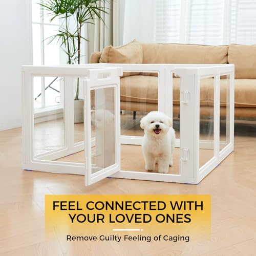 Clear Acrylic Dog Playpen for Small & Medium Pets, 30.3" Height, 10 Panels E1222