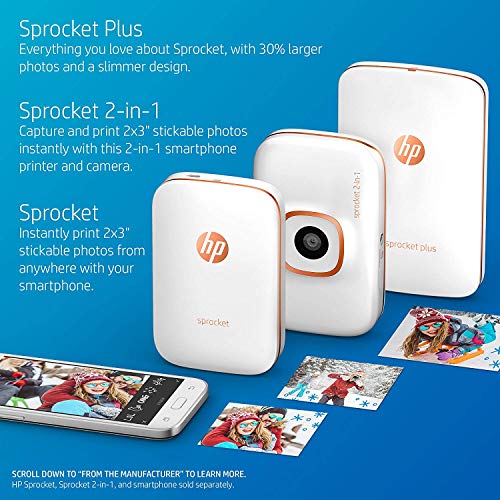 HP Sprocket Portable Color Photo Printer 2x3" Sticky-Backed Paper - Black N661