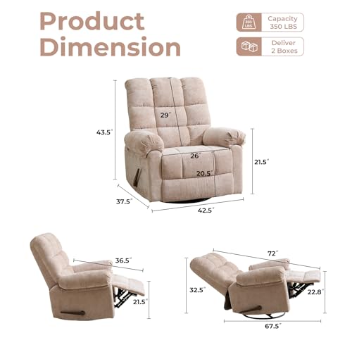 Oversized Power Lift Recliner Chair with Massage and Heat for Elderly, Beige R7985