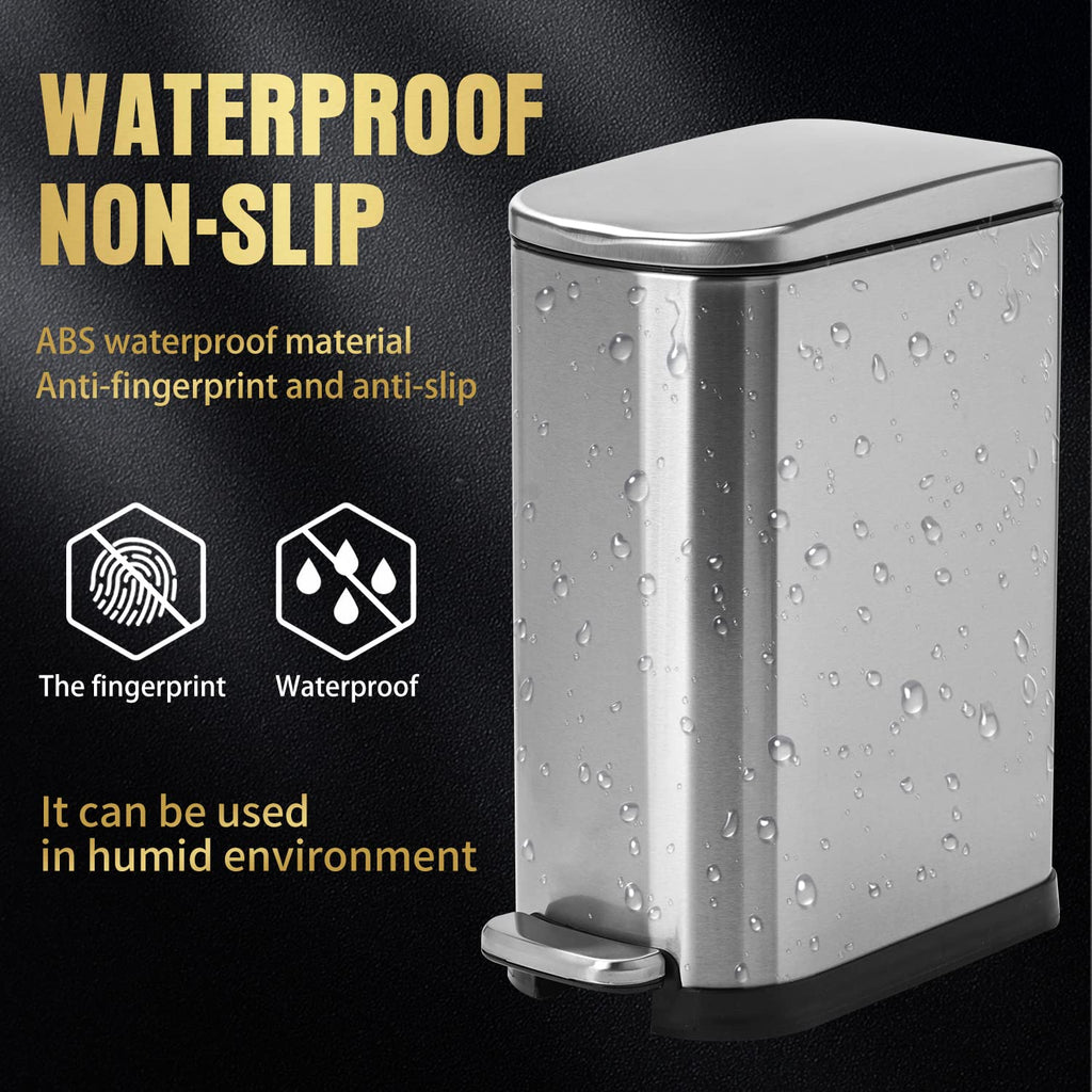 Stainless Steel Bathroom Trash Can with Lid 10L Silver N771