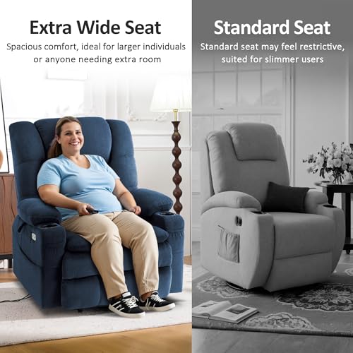 MCombo Large Triple Motor Power Lift Recliner Chair with Massage and Dual Heating, Grey D316