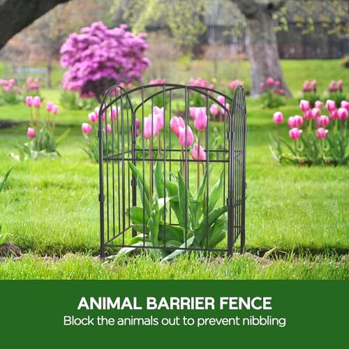 Goovilla Garden Fence, 10ft x 24in, Rustproof Metal Panels, Black No Dig Border G98349