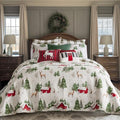 Levtex Home - Tatum Pines Quilt Set - King/Cal King Holiday Quilt 106x92 and Two King Pillow Shams 20x36 - Christmas Cabin - Red, Green, Brown and White - Reversible - Cotton